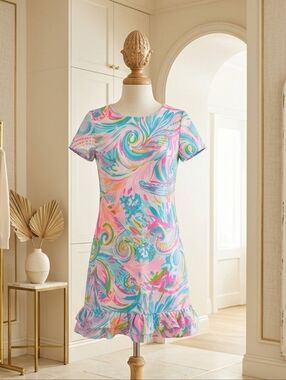 Lilly Pulitzer Pink And Turquoise Dress Sz 0
